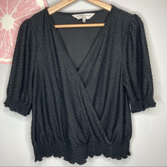 Madewell Texture and Thread crossover top black Swiss dot size small - Picture 2 of 8
